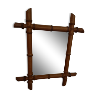Old wooden mirror turned bamboo style 43x38cm