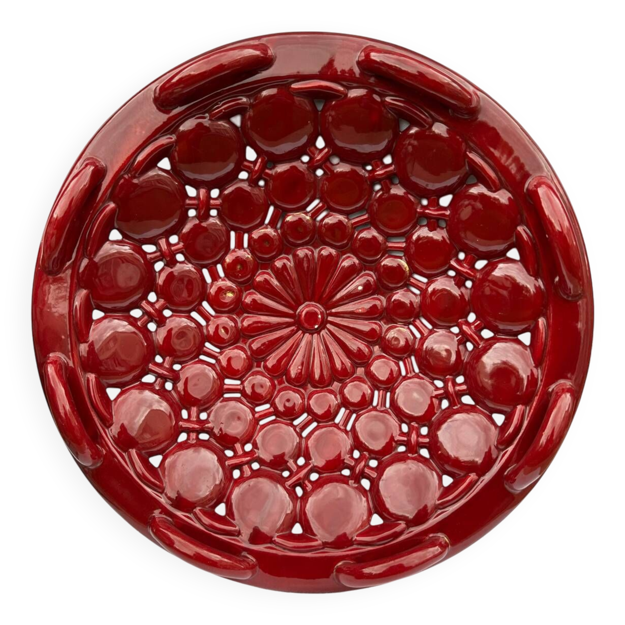 Burgundy braided ceramic bowl