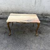 Table basse en laiton doré avec plateau en onyx