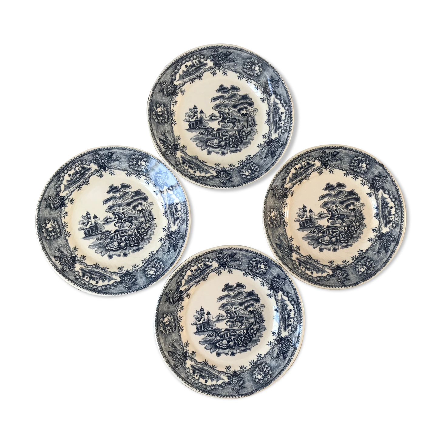 Set of 4 flat plates English style 60s