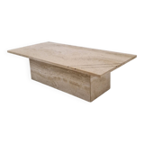 Rectangle Travertine Coffee or Side Table with Brass, Italy 1980s