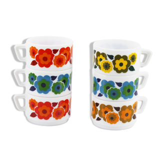 Lot de 6 tasses anciennes fleurs