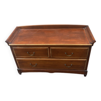 Large teak chest of drawers with three drawers