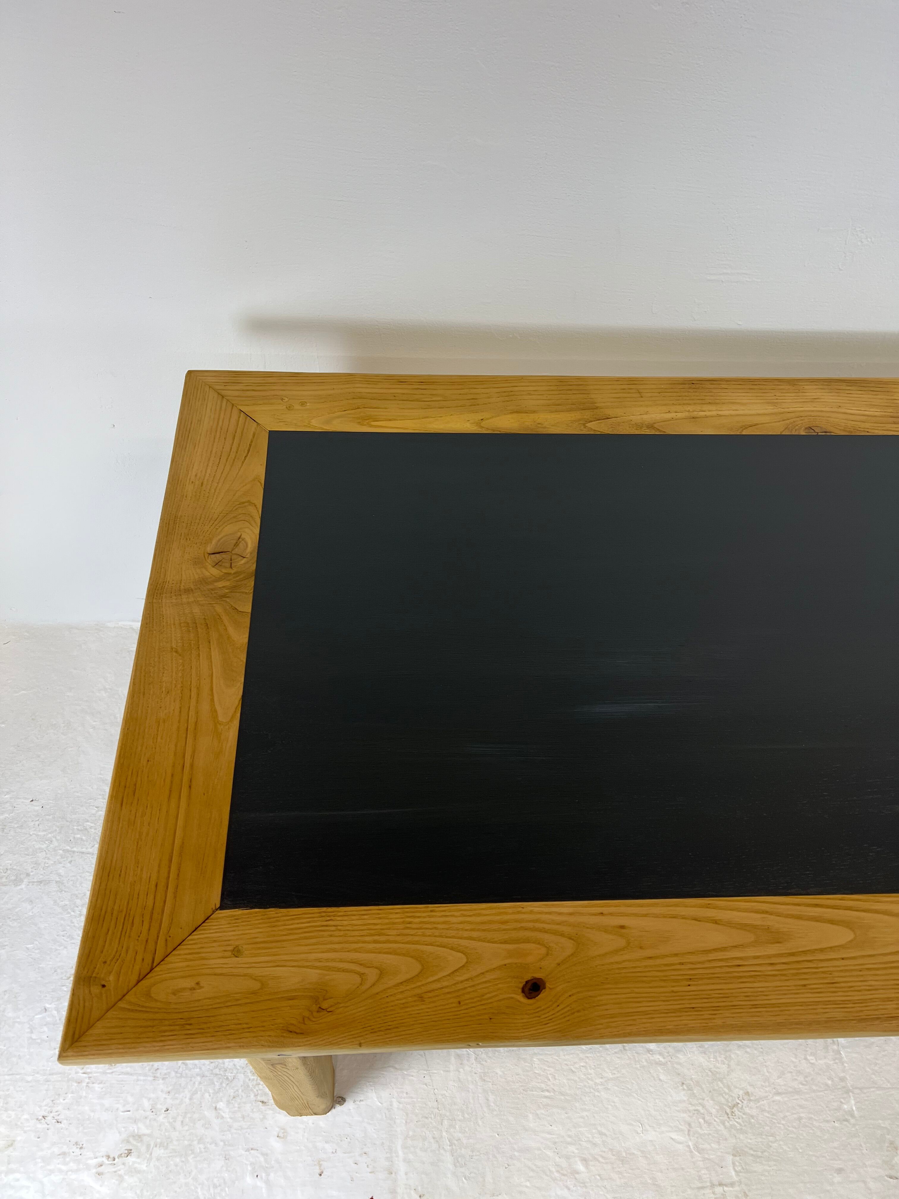 Oak farmhouse table, black top