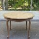 Round extendable dining table Louis XV stripped in solid oak 1950