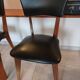 5 chairs in wood and black faux leather, Scandinavian style