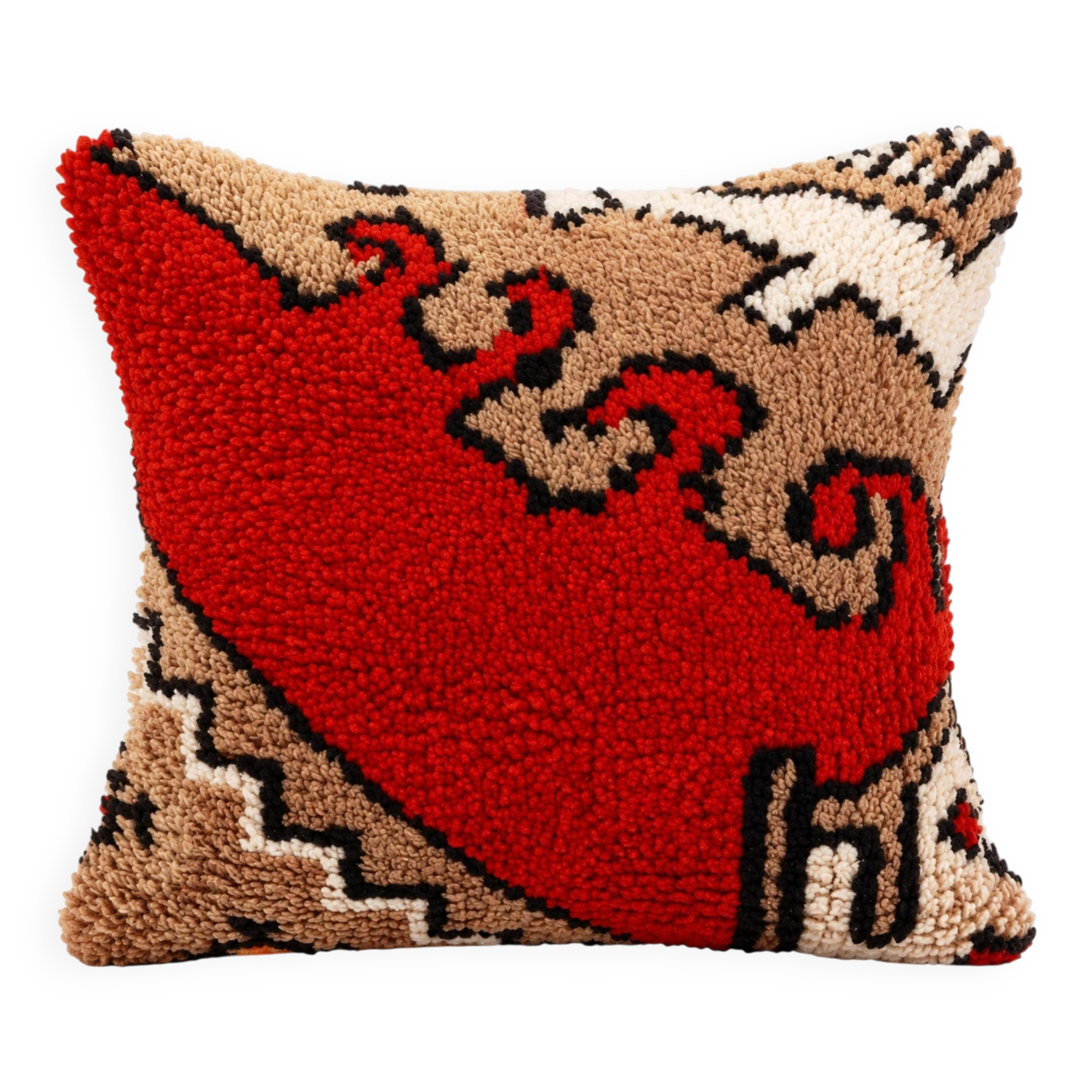 Traditional Red Wool Cushion Cover, Vintage Turkish Kilim Pillow Home Decor