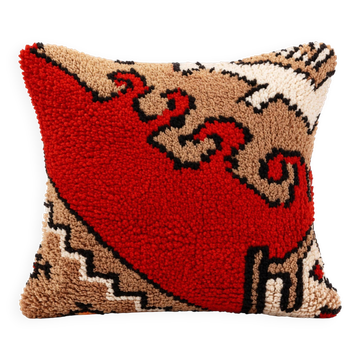 Housse de coussin en laine rouge traditionnelle, coussin kilim turc vintage décoration intérieure