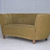 1960s, Danish 2-seater "Banana" sofa, furniture velour, beech wood.