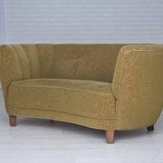 1960s, Danish 2-seater "Banana" sofa, furniture velour, beech wood.