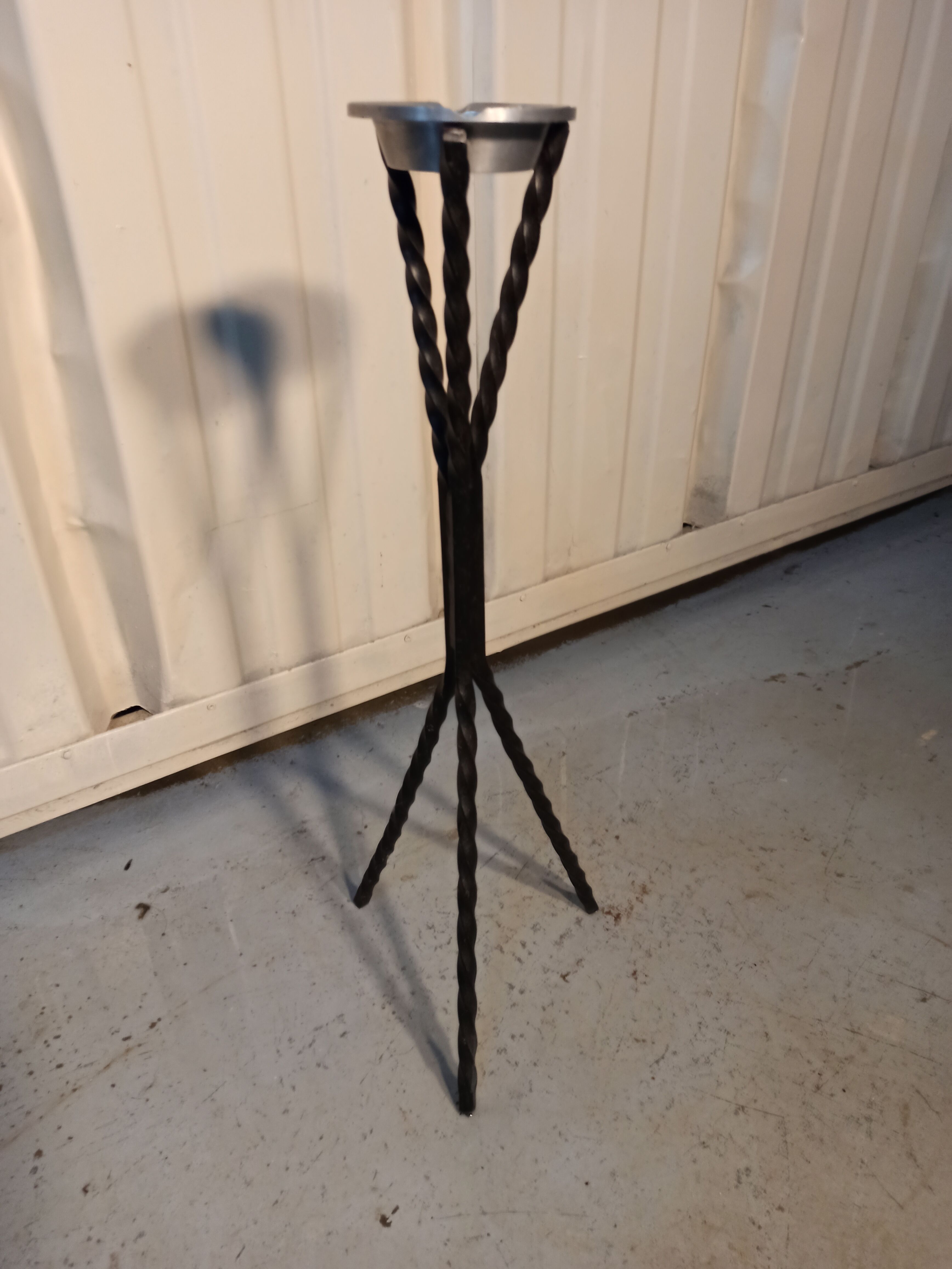 Standing ashtray wrought iron base cast aluminum ashtray