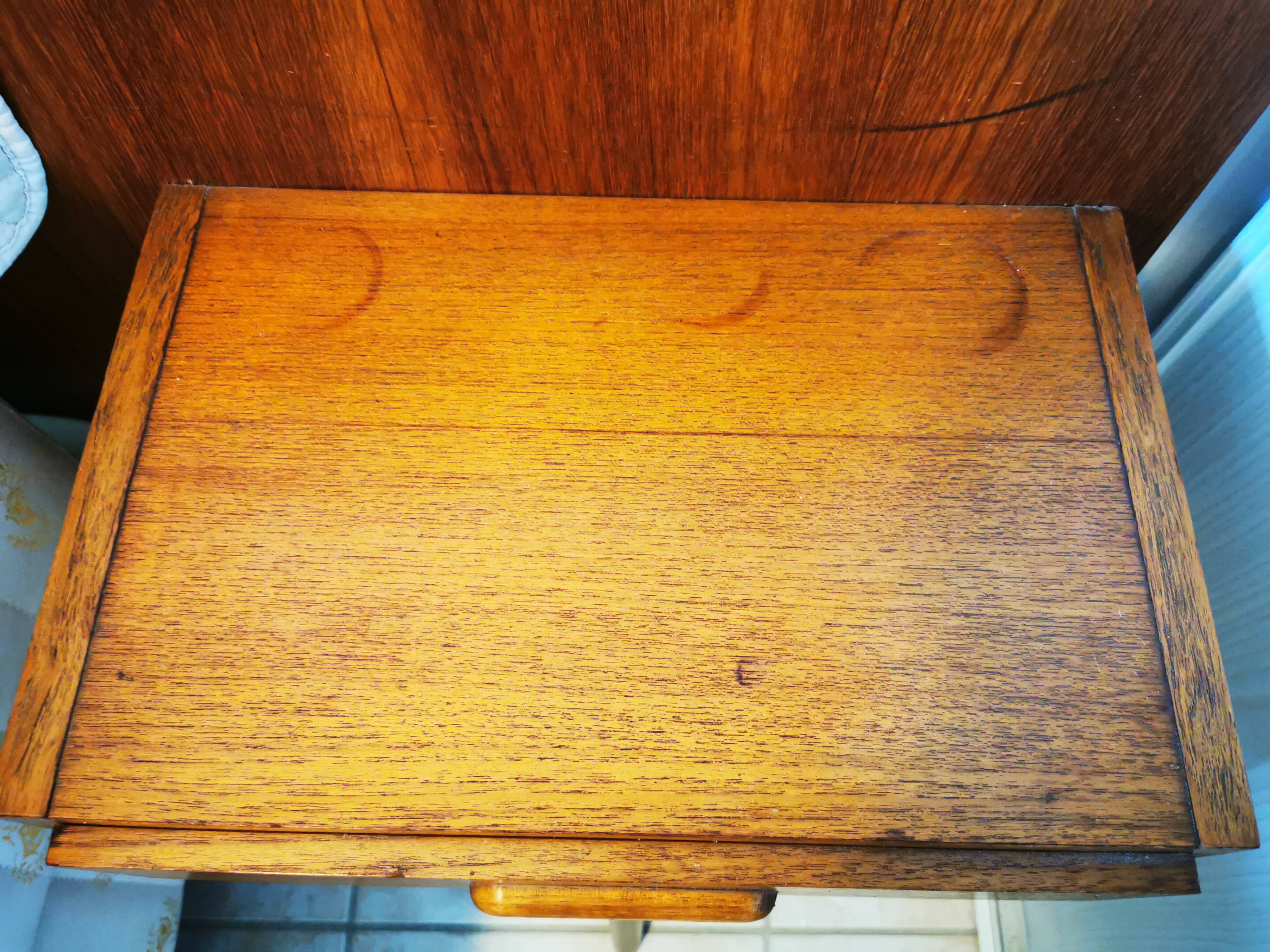 Scandinavian teak headboard – 1960s – Integrated bedside tables