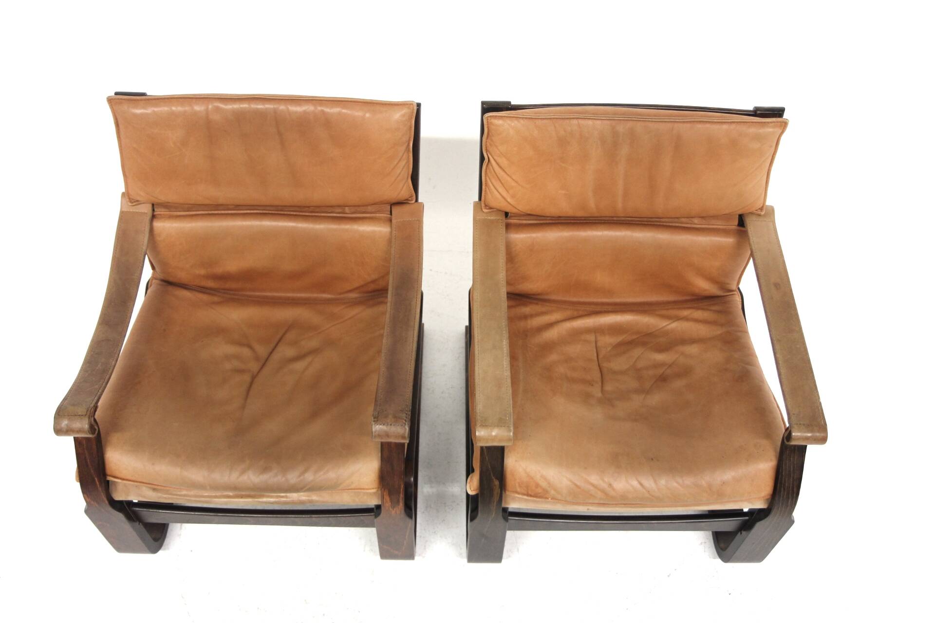 Set of 2 Scandinavian Nelo leather armchairs, Norway, 1970