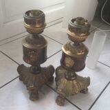 Paire de pieds de lampes anciennes en laiton