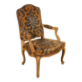 fauteuil sculpté rechampi de style louis XV -19° siècle