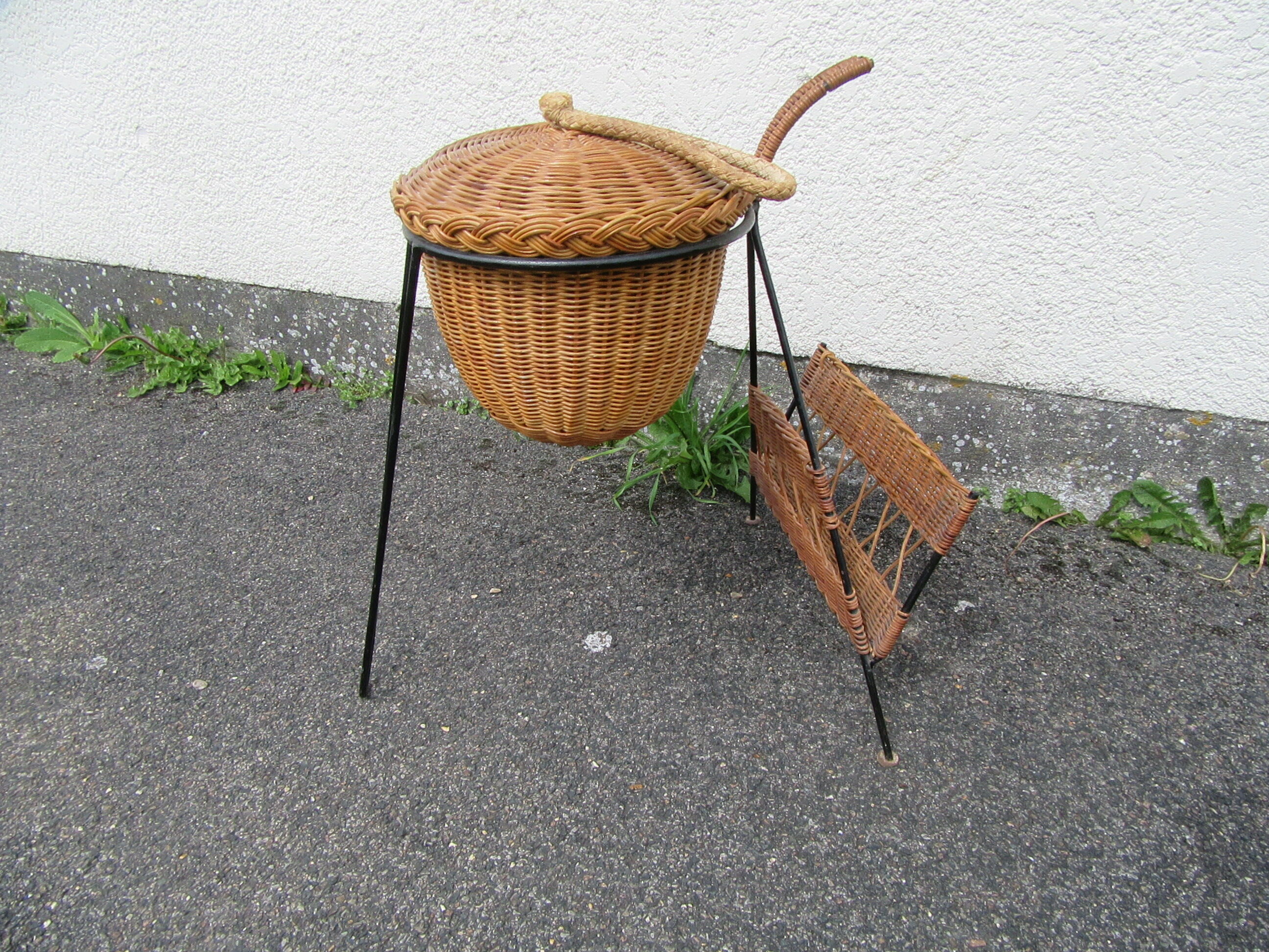 Panier à ouvrage en rotin