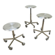 3 adjustable industrial stools with aluminum wheels