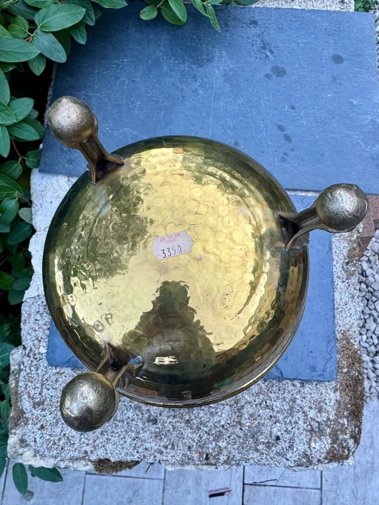 Large solid brass lion cache pot Art Nouveau