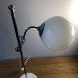 Workshop lamp, old office in chrome and opaline