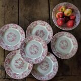 Gien ceramic flat plates. Collection "Bouquets de roses"