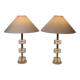 Timeless pair of Scandinavian Modern table lamps with Orrefors glass and brass