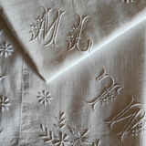 Bed adornment, 1 sheet and 2 embroidered pillowcases