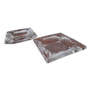 Set of 2 70s glass ashtrays