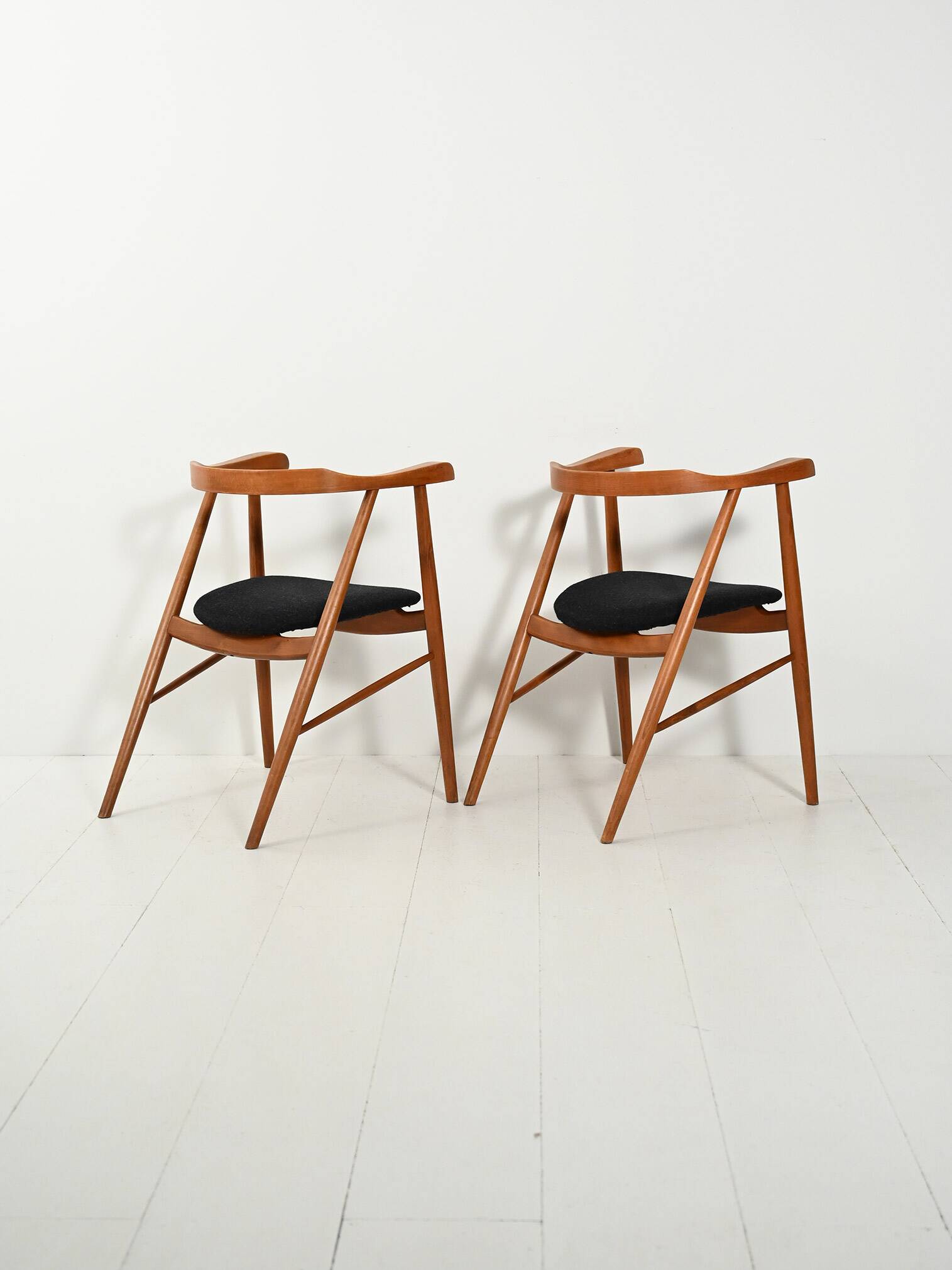 Pair of walnut dining chairs