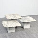 Lot de 3 tables d’appoint en marbre de carrare