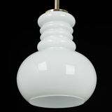 Large white opaline glass pendant light by Peill Putzler, Germany, 1970.