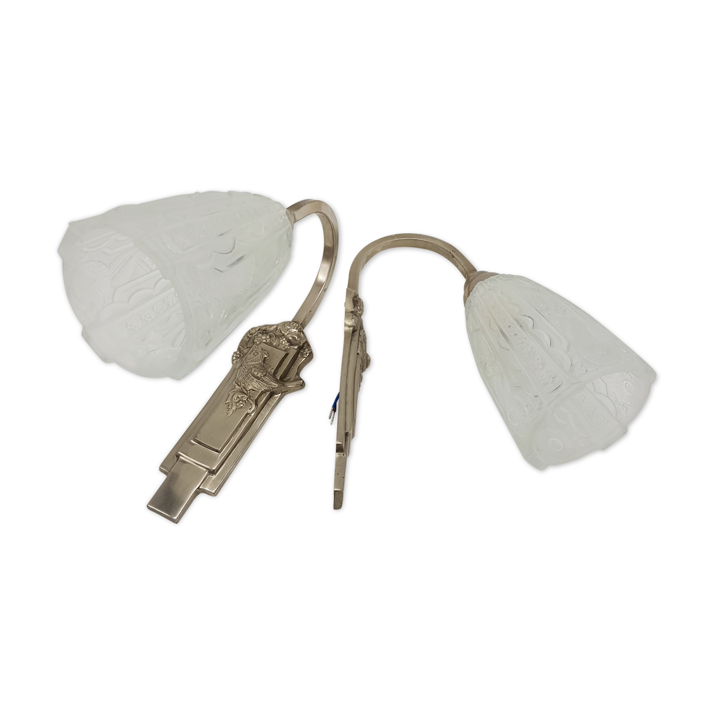 Pair of Art Deco style wall light of pressed glass