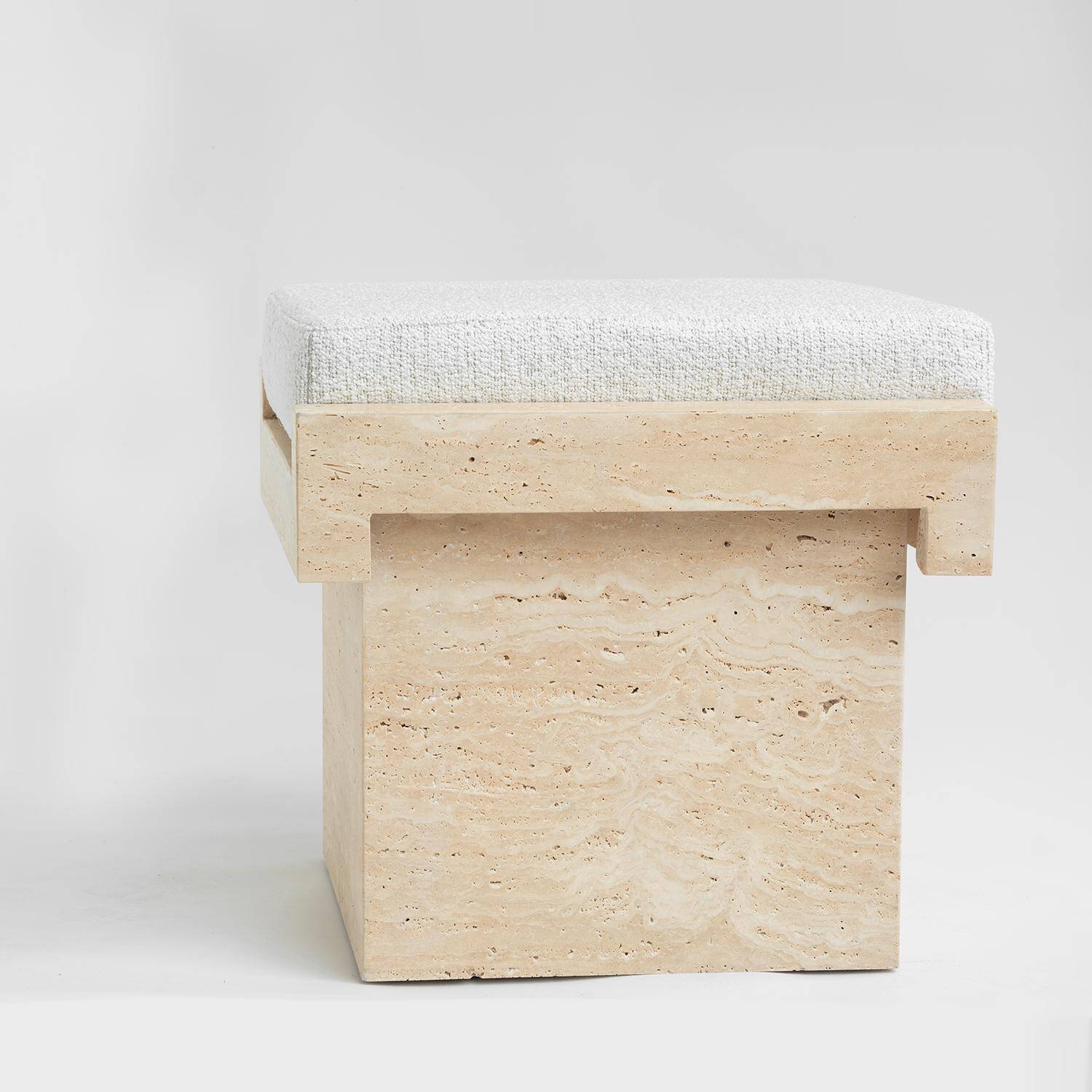 Tabouret Lego en travertin - Edition limitée