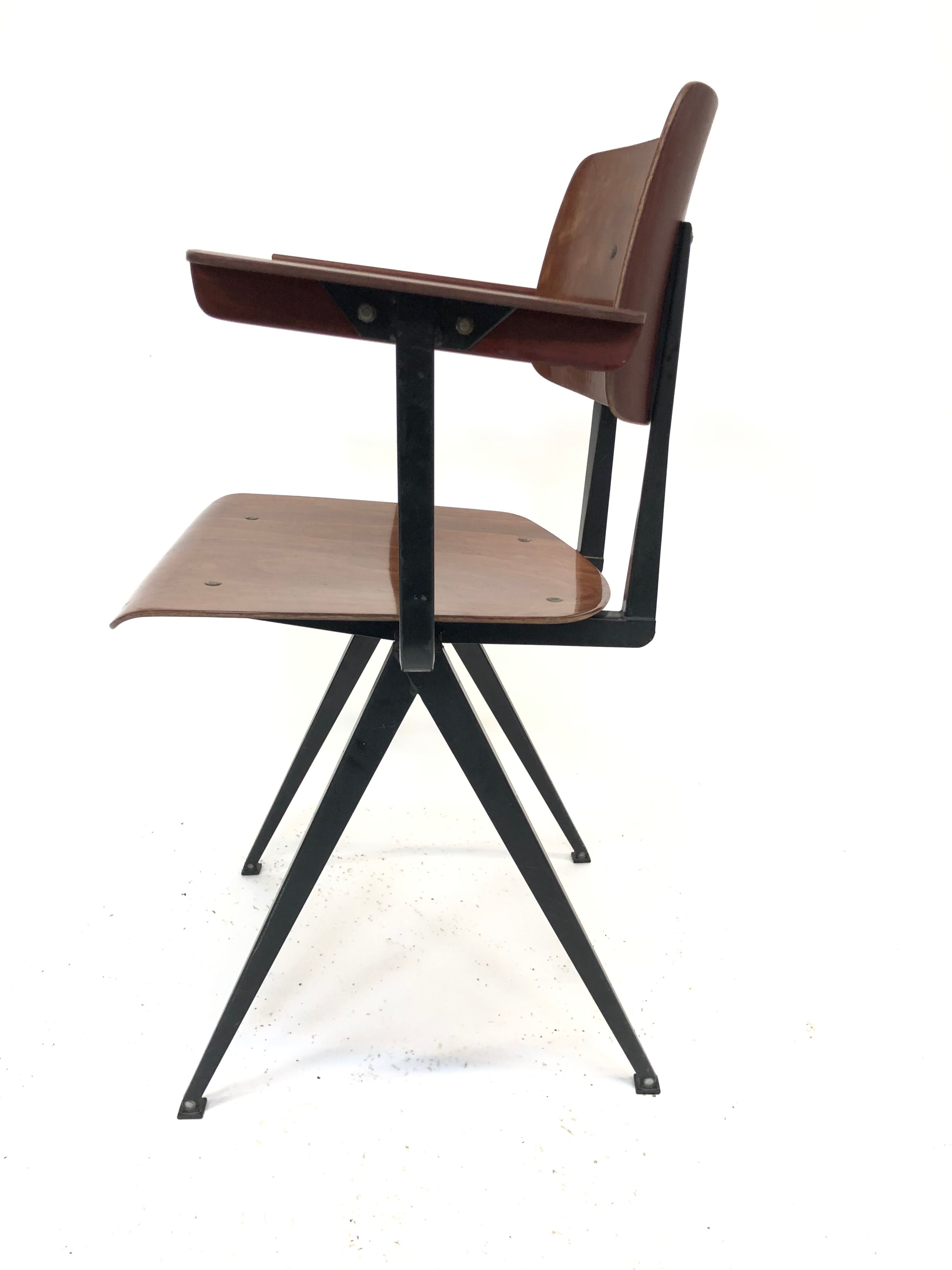 Vintage Galvanitas S16 school Chair with armrests and compass of the 1960s