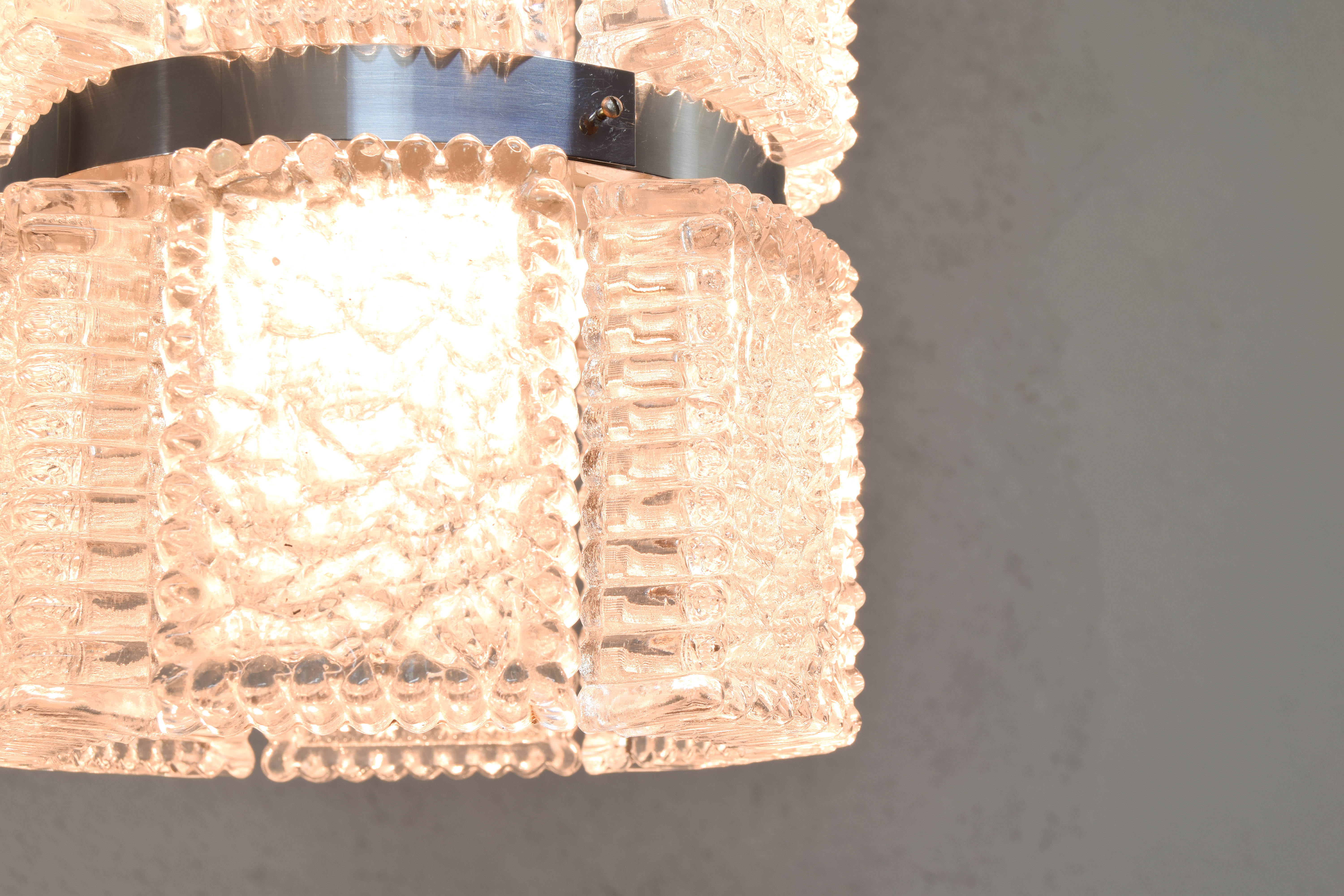 Mid Century Modern Textured Crystal Kaiser Chandelier , Germany 1960