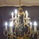 Pair of cage chandeliers with pendants
