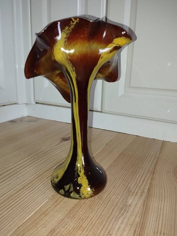 Vase La Rochère « Volubilis » – Forme fleur – Verre ambré