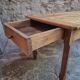 Old farmhouse dining table, rustic kitchen, poplar top, chestnut base, two drawers, 1800–1850.