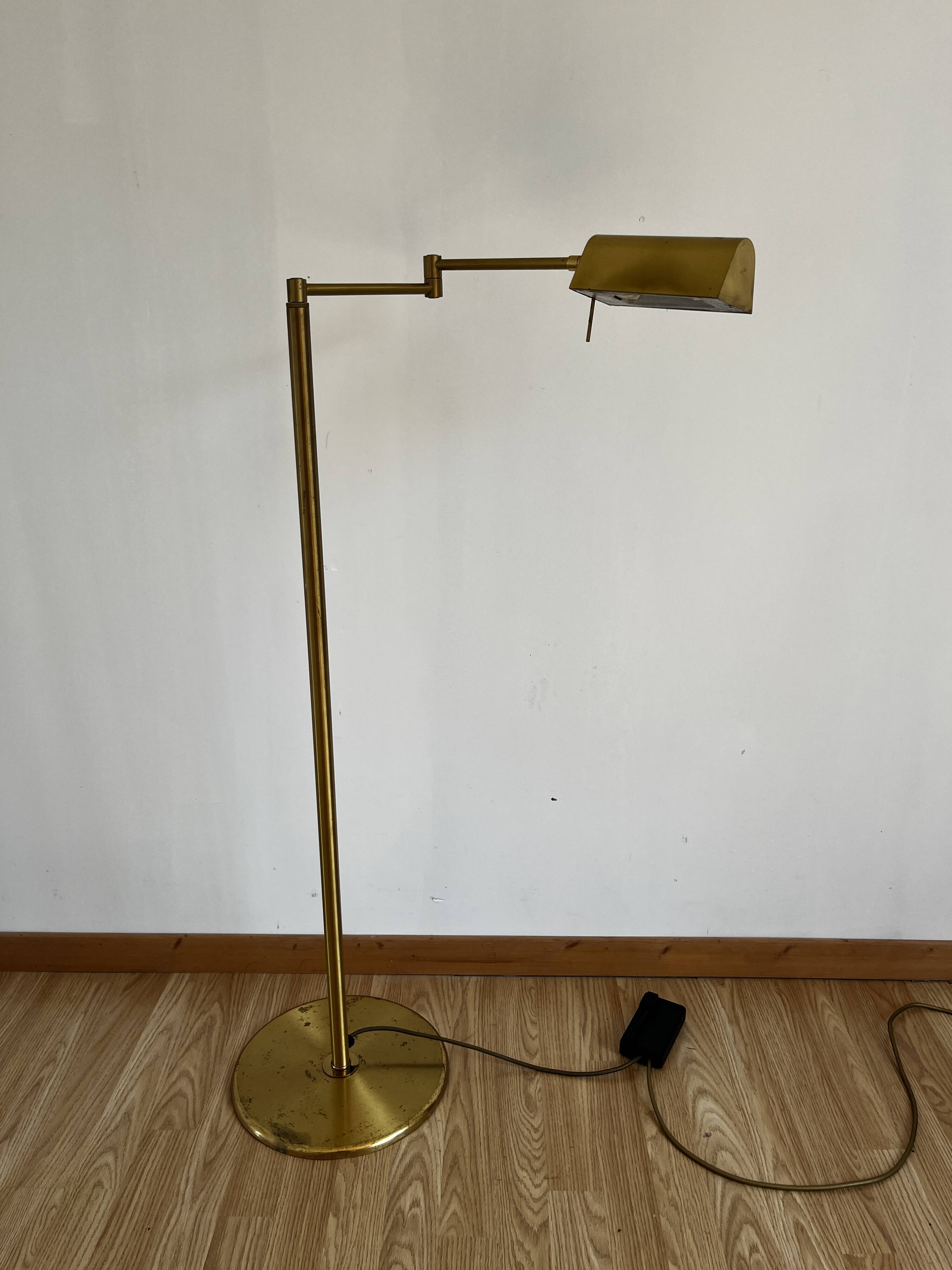 Brass reading floor lamp