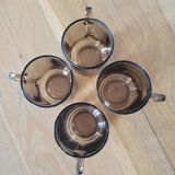 4 smoked glass mugs