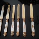 6 couteaux à dessert nacre et vermeil