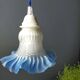 Tulip glass table lamp with frosted finish, azure blue trim – Vintage 1950