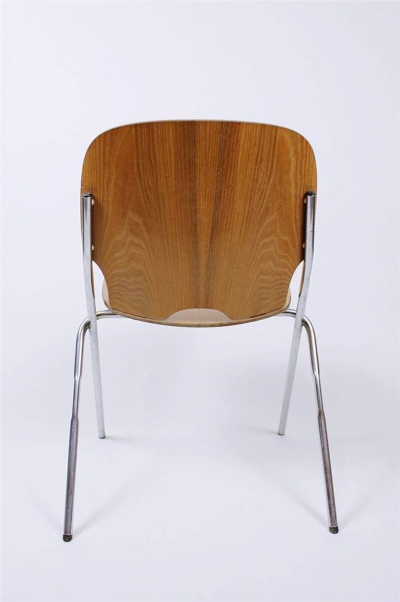 Vintage Industrial Plywood Stacking Chair by Embru Switzerland 1960's 