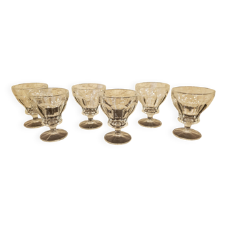 Set of 6 clear glass stemmed glasses