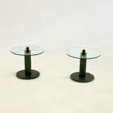Italian side tables with bamboo base and glass top