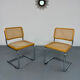 Set of 2 Italian cantilever chairs in cane Cesca 1970s,