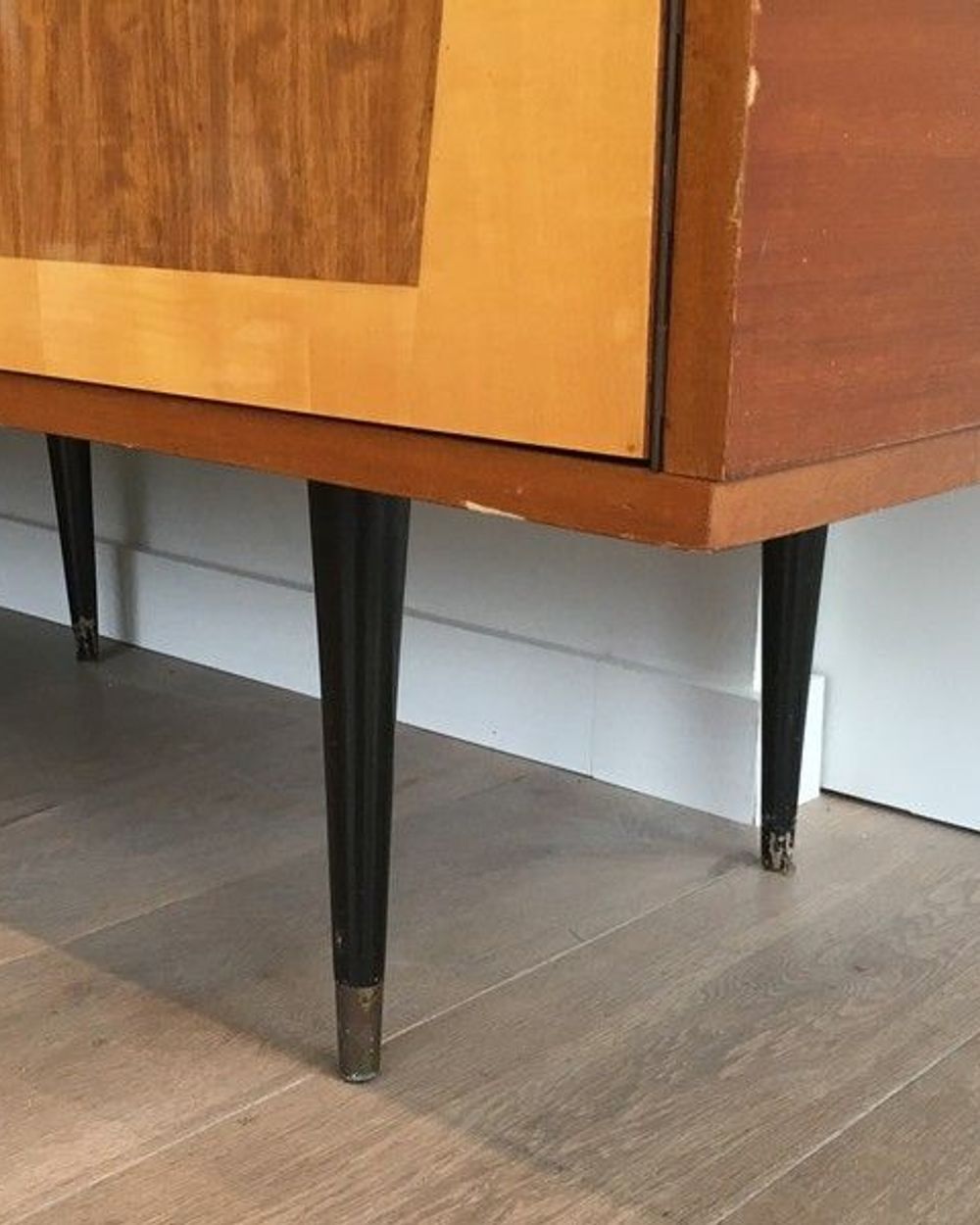 Mahogany enfilade on a blackened wooden base