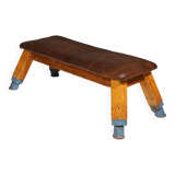 Authentic industrial leather Gym bench, 1950s, Czechoslovakia