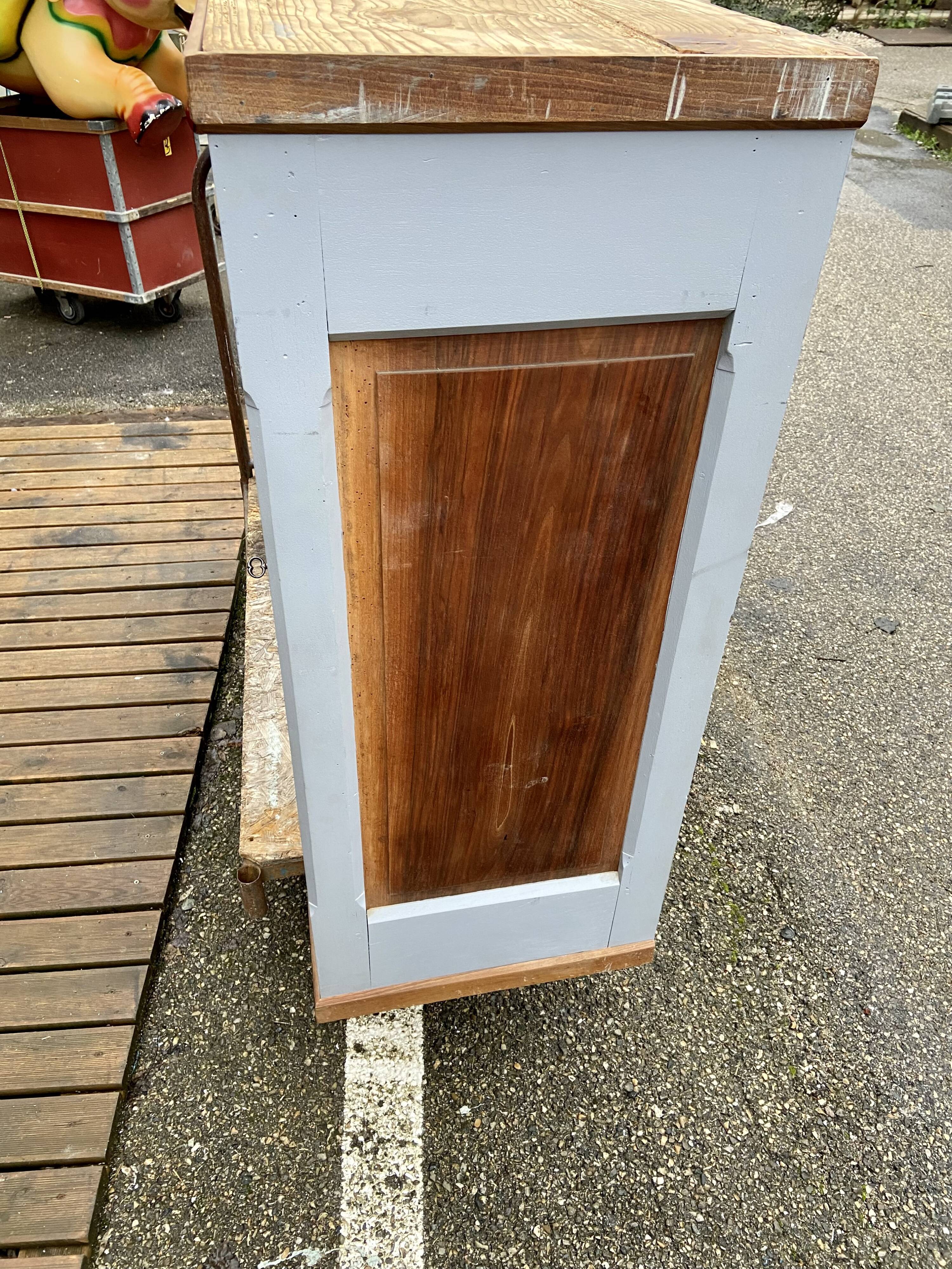 Gray and wood sideboard