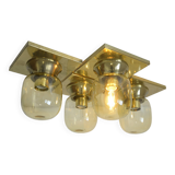 Ensemble de 4 / appliques murales en laiton vintage / style mid-century modern