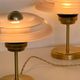 Pair of Art Deco bedside lamps in brass and etched glass